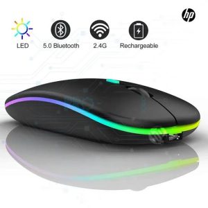 Souris sans fil hybride rechargeable (noire)